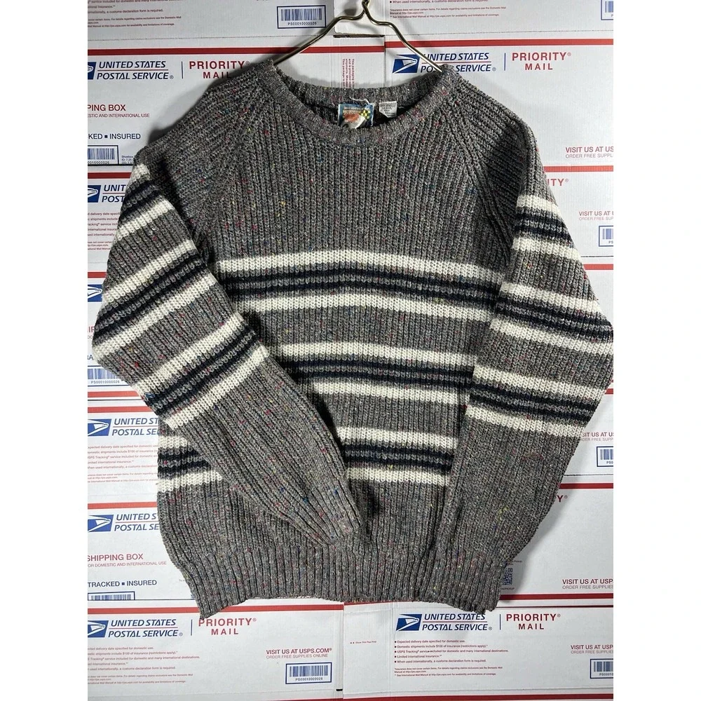 Vintage Concrete 90s Coogi Style Cable Knit Sweater Mens Size L Wool Blend